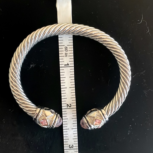“Yurman INSPIRED” Cable Cuff Bracelet with Pink Stones - Picture 3 of 5